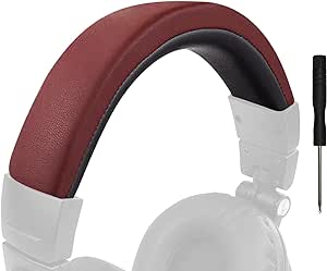 SOULWIT Protein Leather Headband Cover for Audio Technica ATH M50, M50X, M50XWH, M50XBT, M50XBT2, M50S/LE Headphones, Replacement Headstrap Pad Repair Part (Burgundy)