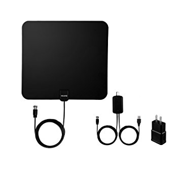 WAAO TV Antenna Indoor HD Digital TV Antenna with 50 Miles Long Range Amplifier HDTV Signal Booster Upgraded Version-10ft Coax Cable USB Power（black）