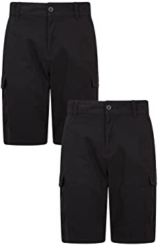 Mountain Warehouse Lakeside Mens Shorts - 100% Durable Twill Cotton Cargo Shorts, Durable Summer Shorts, 6 Pockets - for Walking, Running, Hiking & Camping Black 36W