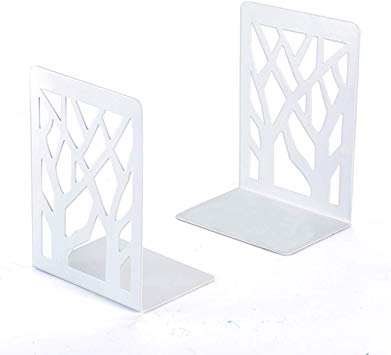 Book Ends, Bookends, Book Ends for Shelves, Bookends for Shelves, Bookend, Book Ends for Heavy Books, Book Shelf Holder Office Decorative, Metal Bookends White 1 Pair, Bookend Supports, Book Stoppers