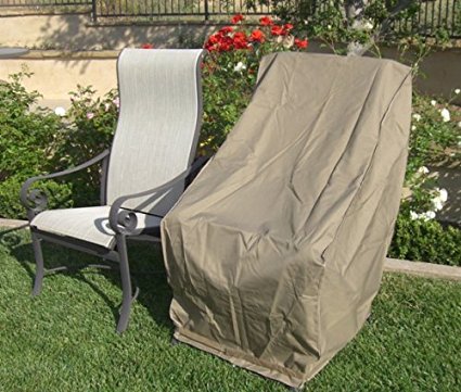 Premium Tight Weave Patio Hi Back Chair Covers with Velcro up to 42" H in Taupe