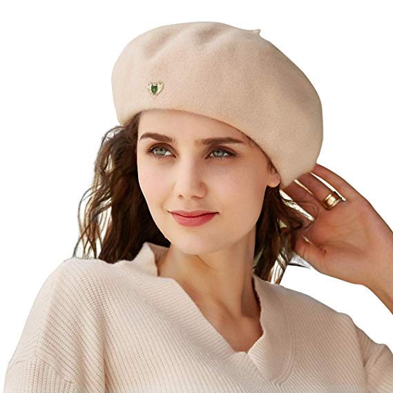 VEC 100% Wool Berets Cap for Women Beanies Cap Artist Hats French Style