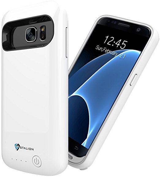 Samsung Galaxy S7 Battery Case: Stalion Stamina Rechargeable Extended 4500mAh Protective Power Cover Charging Case (Pearl White)