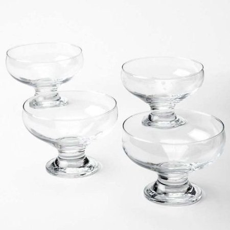 4 Piece Set Essentials Home Footed Glass Dessert Dishes Bowls
