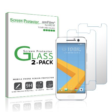 HTC 10 Screen Protector Glass, amFilm Tempered Glass Screen Protector for HTC 10 with Lifetime Replacement Warranty (2-Pack) [in Retail Packaging]