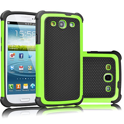 Galaxy S3 Case, Tekcoo(TM) [Tmajor Series] [Green/Black] Shock Absorbing Hybrid Rubber Plastic Impact Defender Rugged Slim Hard Case Cover Shell For Samsung Galaxy S3 S III I9300 GS3 All Carriers