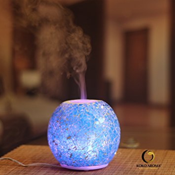 2017 Design HANDMADE MOSAIC GLASS Essential Oil Diffuser 80mL - 7 LED Colors Aromatherapy (MOSAIC GLASS-80ml)