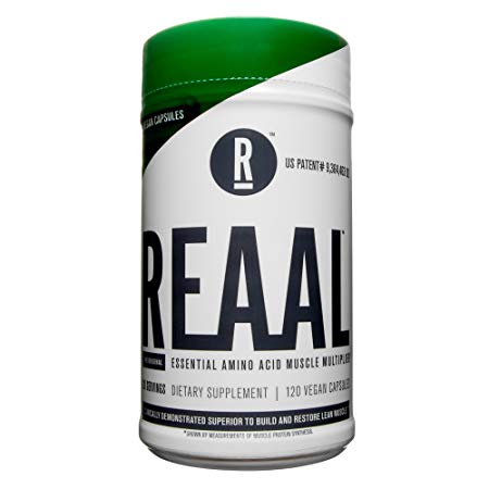 REAAL - REAAL Vegan Capsules, Helps Build, Restore, and Maintain Lean Muscle with Essential Amino Acids, Gluten Free, Bloat Free, Lactose Free, Caffeine Free, Vegan, 120 Capsules