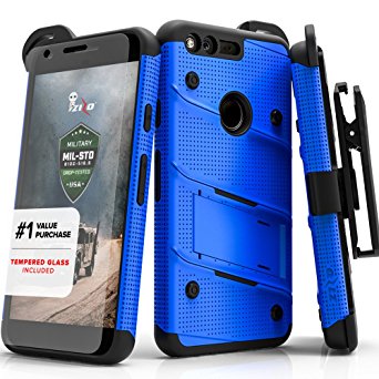 Google Pixel XL Case, Zizo [Bolt Series] w/ [Google Pixel XL Screen Protector] Kickstand [12 ft. Military Grade Drop Tested] Holster Clip - Pixel XL