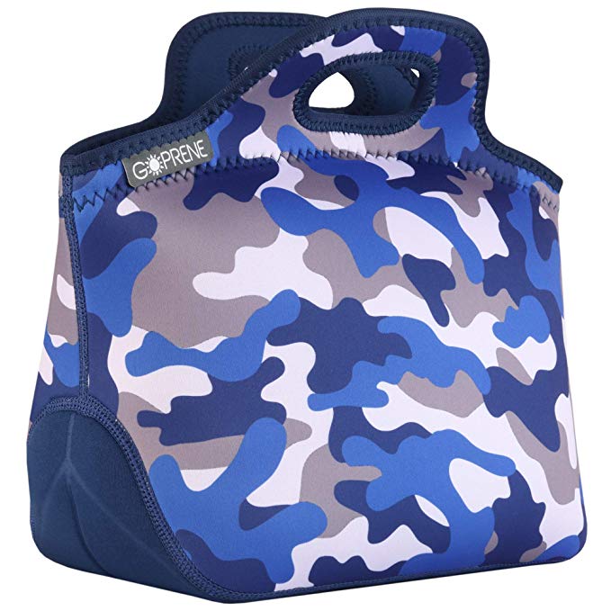 GOPRENE Lunch Bag For Boys, Fits A Kids Lunch Box, Insulated Neoprene Bag, Blue Camo, Bento Box and Thermos Fit Easily, Keeps Food Cold 4 Hours, Perfect For Your Son, Child, or Toddler at School
