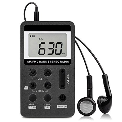 SEMIER Pocket Portable Digital Tuning AM / FM Stereo Radio with Earphone for Walk