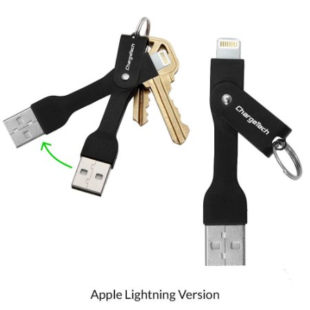 Lightning 8-Pin Keychain Charging Cable for iPhones, iPads Other Apple Devices