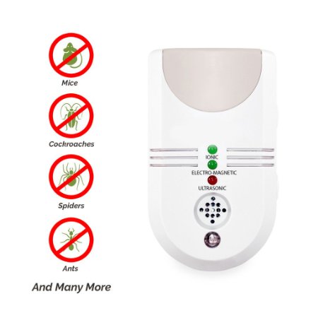 Seicosy 5-in-1 Multifunctional Ultrasonic Repellent Electronic Plug-In Repeller for Insects - Best Machine for Cockroach, Rodents, Fly, Roaches Ants Spiders, Fleas, Mice Indoor Air Purifier (White)