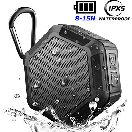 Mini Wireless Outdoor Bluetooth Speakers,Waterproof 5W Enhanced Bass,15Hour Play 1500mA Rechargeable,True Stereo TWS 2 Speakers Pair, Support TF Card,for iPhone iPad Android,for Shower(Suction Cup)