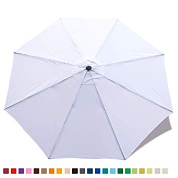 ABCCANOPY 9ft Umbrella Top for Patio/Market Umbrella Replacement Canopy with 8 Ribs(White-05B)