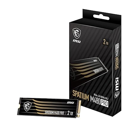 MSI M480 Pro 2TB PCIe 4.0 NVMe M.2 Internal Solid State Drive/SSD with 3D Nand Technology, Read up to - 7400MB/s with 5 Years Warranty