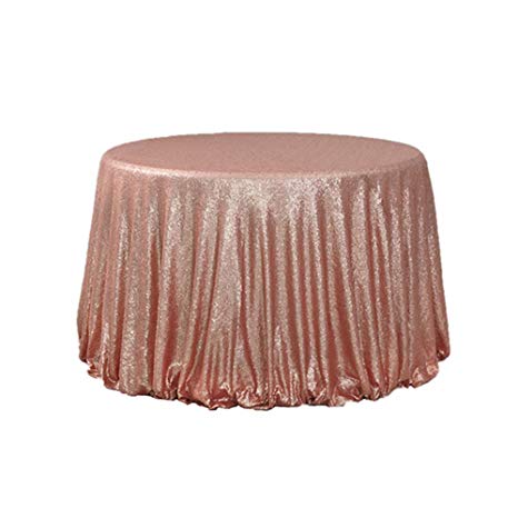 BalsaCircle TRLYC 108-Inch Round Sequin Tablecloth for Wedding Happy New Year-Blush Pink