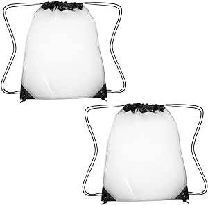 Teensery 2 Pcs Clear Drawstring Bags PVC Portable Waterproof Backpack Travel Gym Sport Beach String Bag for Men Women