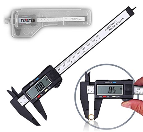 Digital Caliper, Tengyes Vernier Caliper - 6 Inches/150mm Electronic LCD Plastic Gauge Micrometer Ruler Carbon Fiber Measuring Tool