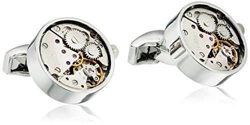 Real Working Watch Movements Cufflinks Functioning Steampunk Cuff-links with Velvet Gift Box