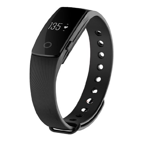 DUPAD STORY ID107 Smart Bracelet Bluetooth 4.0 with Heart Rate Monitor Wristband Fitness Tracker for Android IOS (Black)