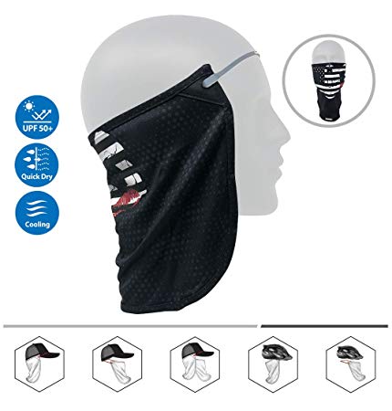 CoolNES Neck or Face Sun Mask | 1 Product 2 Uses | Removable Universal Fit Headband   Flap | Cap | Hat | Bike | Ski | Hard Hat Helmets UPF 50  Patented Multifunctional 4 Season Performance Headwear