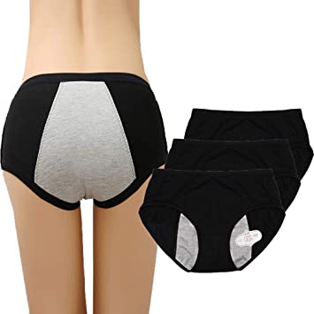 Rusy Leak Proof Panties for Women Girl Postpartum Menstrual Period Bleeding Postpartum Bleeding Underwear (Black, Medium)