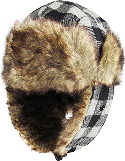 Buffalo Plaid Aviator Trapper Hat Trooper Winter Cap Ski