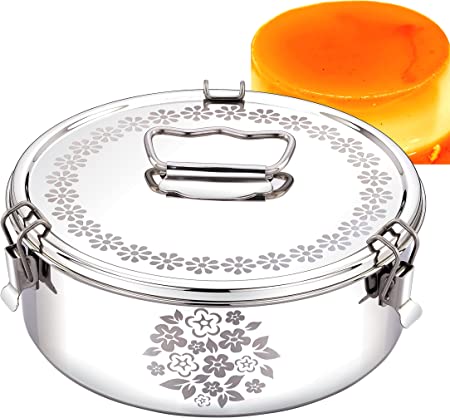 EasyShopForEveryone Stainless Steel Flan Mold 80 oz, Ergonomic Handle for Easy Lifting, Compatible with Instant Pot 8 qt [3qt, 6qt avail], Perfect Christmas Gifts, Pot in Pot Pan with Laser Design