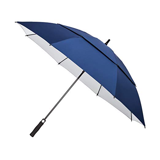 Stylife® 62" Extra Large Golf Umbrella UV Protection Windproof Double Canopy Vented Auto Open Umbrella - Navy Blue