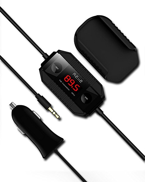 REIIE Himbox B10  Wireless Auto-Scan FM Transmitter Radio Adapter Car Kit with Clip Wireless Talking & Music Streaming Dongle   Built-in 3.5mm Aux Cable