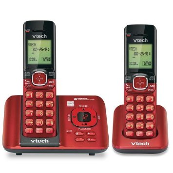 VTech CS6529-26 DECT 6.0 Phone Answering System with Caller ID/Call Waiting, 2 Cordless Handsets, Red