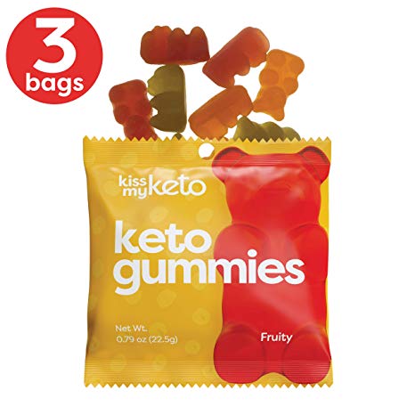 Kiss My Keto Gummies with MCT Oil - Low Carb Candy - Smart Keto Friendly Snacks - Low Sugar & Gluten Free - Only 3g Net Carbs, 3-Pack