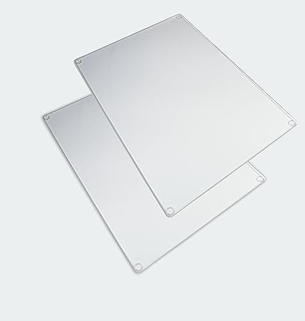 Glass Chopping Board - Worktop Saver Kitchen Cutting Board 40x30cm - Pack of 2 - Clear - Tempered