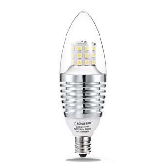 LOHAS LED Candelabra Bulb, 7W Daylight White 6000K LED Candle Bulbs, 65-70 Watt Light Bulbs Equivalent, E12 Candelabra Base,680 Lumens LED Lights, Torpedo Shape