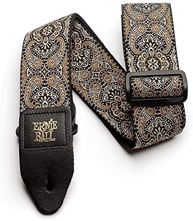 Ernie Ball Gold and Black Paisley Jacquard Strap