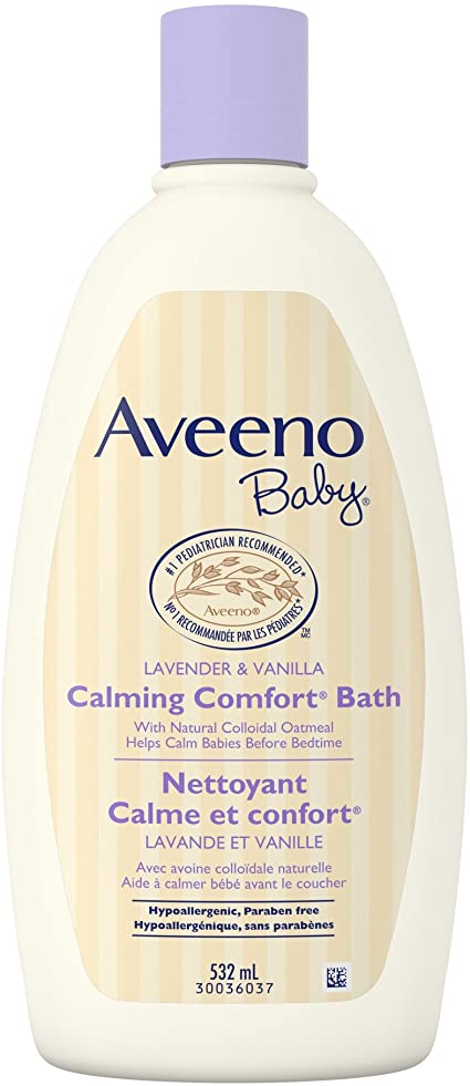 Aveeno Baby Bath Wash, Calming Comfort Gentle Bedtime Baby Body Wash, Paraben Free, Lavender, 532 mL