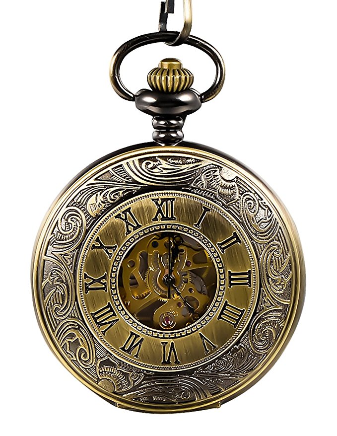 Mudder Vintage Chain Brass Mechanical Movement Pocket Watch for Men and Women