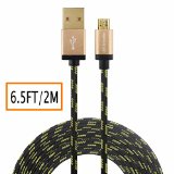 Hi-mobiler High Speed 65ft2M Tangle-Free Nylon Braided USB20 A Male to Micro B Cable with Aluminum Shell and Gold-Plated Connectors for Samsung LG HTC and Other Tablet Smartphone Blackyellow