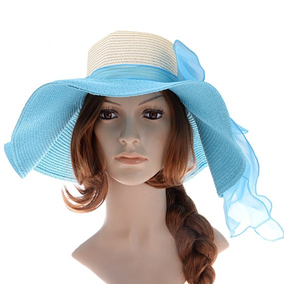 Vbiger Anti-uv Straw Large Wide Brim Summer Beach Sun Hat With Bowknot