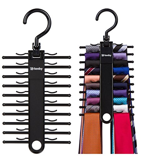 Tenby Living 2-PACK Black Tie Rack, Organizer, Hanger, Holder - Affordable Ti.