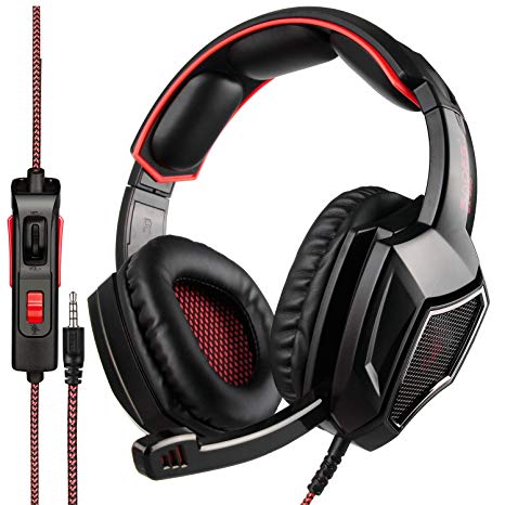 Sades Gaming Headset-Headset Gaming Headphone for PS4, Xbox One, Nintendo Switch, PC  Gaming Headset with Crystal Clear Sound, Noise-canceling Microphone(SA920 Black Red)