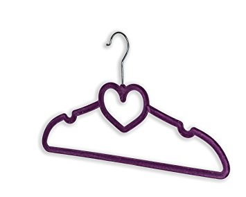 BriaUSA Clothes Hangers Heart Shaped Set of 10 Purple with Steel Swivel Hooks -Slim, Sturdy.
