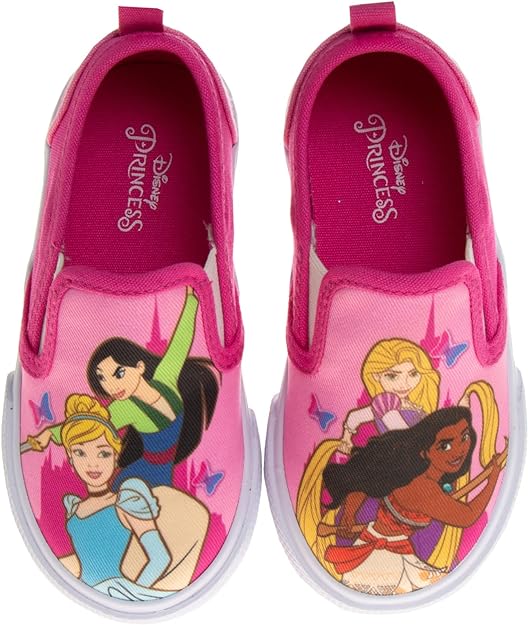 Disney Minnie Mouse, Elsa Frozen, Princess Shoes for Girls Toddler Kids Character Loafer Low top Slip-on Casual Tennis Canvas Sneakers