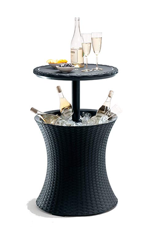 Keter Pacific Rattan Style Outdoor Cool Bar Ice Cooler Table Garden Furniture - Anthracite