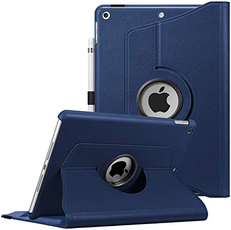 Fintie Case for iPad 7th Generation 10.2 Inch 2019-360 Degree Rotating Smart Stand Protective Back Cover, Supports Auto Wake/Sleep for iPad 10.2" 2019 Tablet, Navy