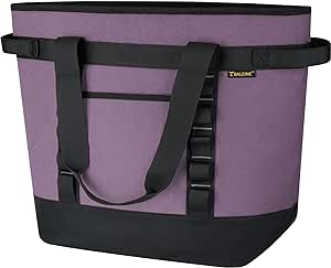 BALEINE Large 45-Can Cooler Bags Insulated, PEVA Soft Cooler Tote Bag, Insulated Grocery Bags with Zippered Top (10.5 Gallon, Purple)