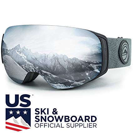 WildHorn Outfitters Roca Ski Goggles & Snowboard Goggles- Premium Snow Goggles Men, Women Kids. Features Quick Change Magnetic Lens System Integrated Clip Lock.