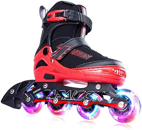 PAPAISON Adjustable Inline Skates for Kids and Adults with Full Light Up Wheels, Outdoor Blades Roller Skates for Girls and Boys, Men and Women