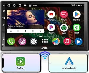 ATOTO A6 Double DIN Car Stereo Video Receivers, 2G 32G Android Radio with Wireless CarPlay/Android Auto Touch Screen, Mirror Link, WiFi/BT/USB Tethering, Dual Bluetooth/USB/FM/AM/AUX, A6G2B7PF-2024